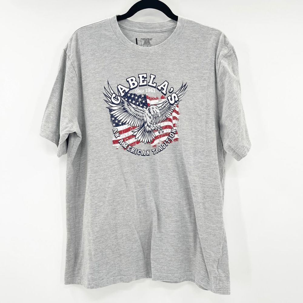 Cabelas Eagle Graphic T Shirt Women's Size‎ L Heather Gray Short Sleeve Western